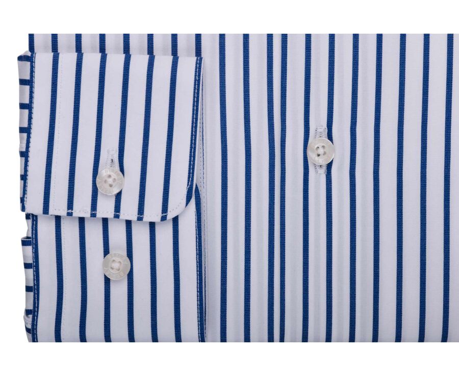 Men’s white shirt with fine blue stripes - DAVIDE CLASSIC