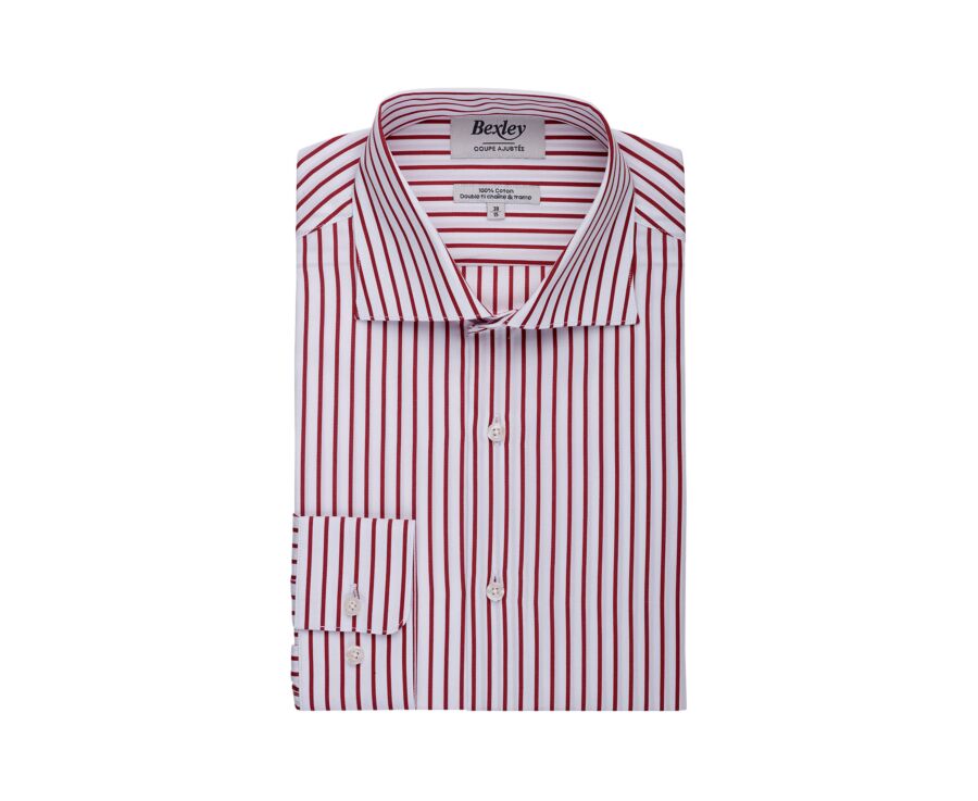 Men’s white shirt with fine red stripes - DAVIDE CLASSIC