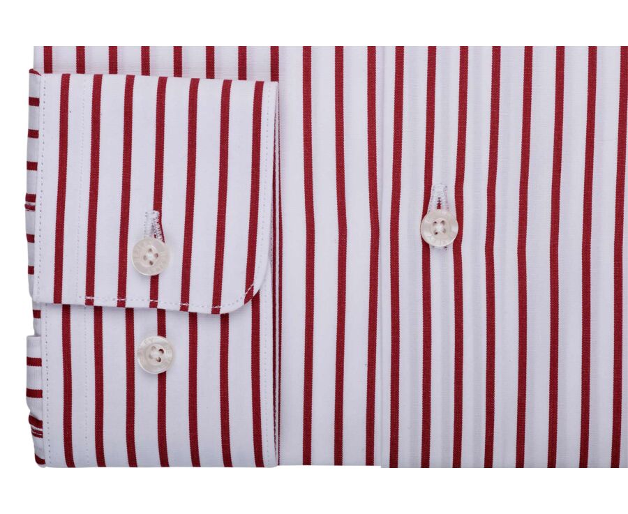 Men’s white shirt with fine red stripes - DAVIDE CLASSIC