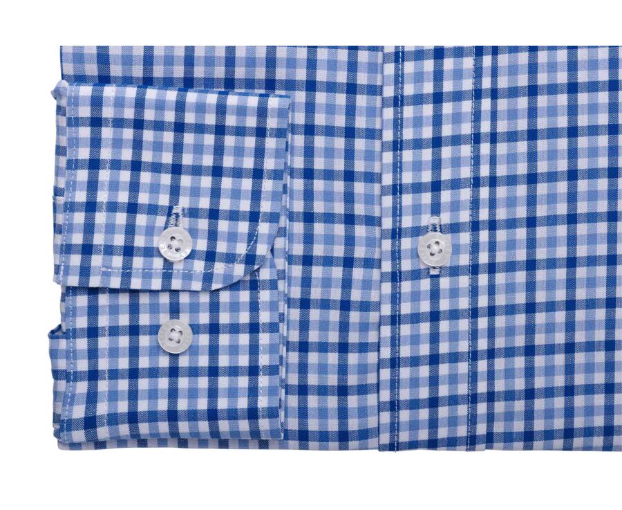 Men’s poplin checked shirt in blue and sky blue - VALANCE