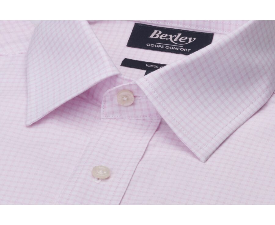 Men’s comfort fit fine checked shirt in light pink - VALMAR