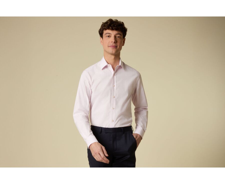 Men’s comfort fit fine checked shirt in light pink - VALMAR