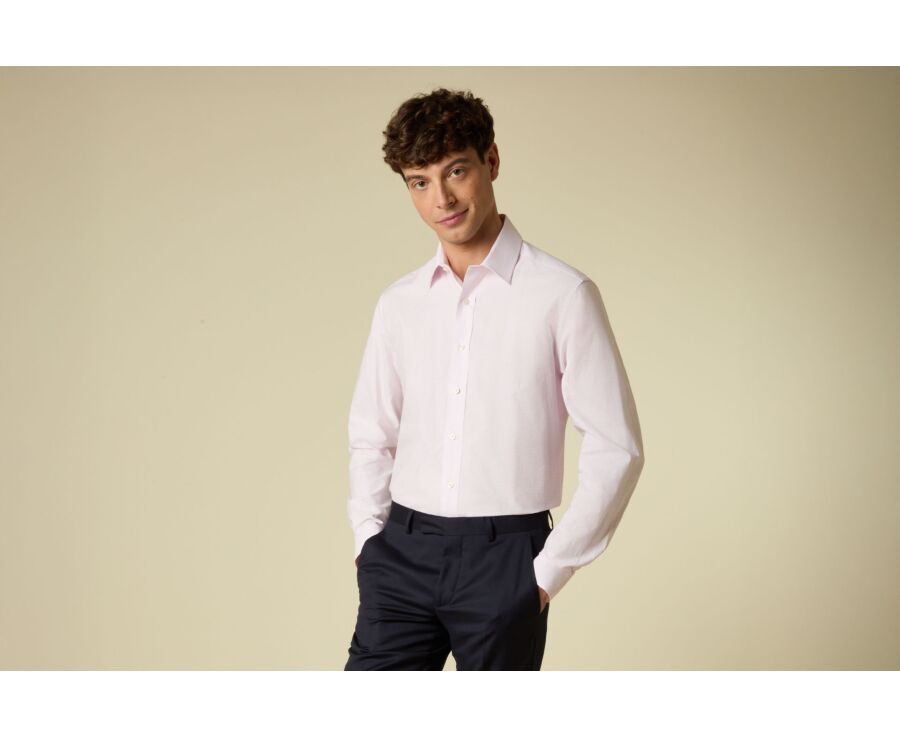 Men’s comfort fit fine checked shirt in light pink - VALMAR