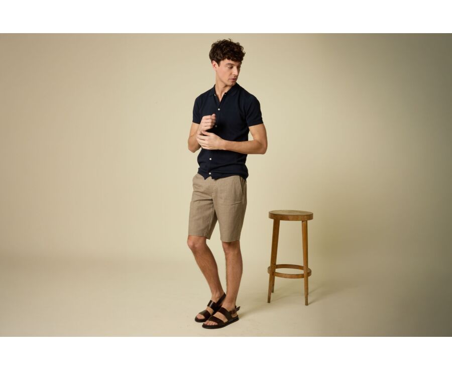 Shirt-style polo for men - Navy - BRAXTEN