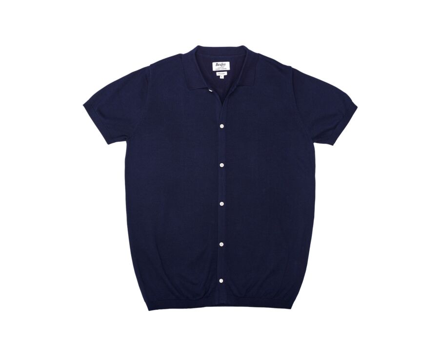 Shirt-style polo for men - Navy - BRAXTEN