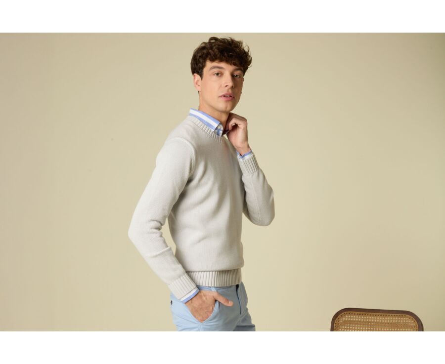 Crew neck jumper - Greige - CALDERIK