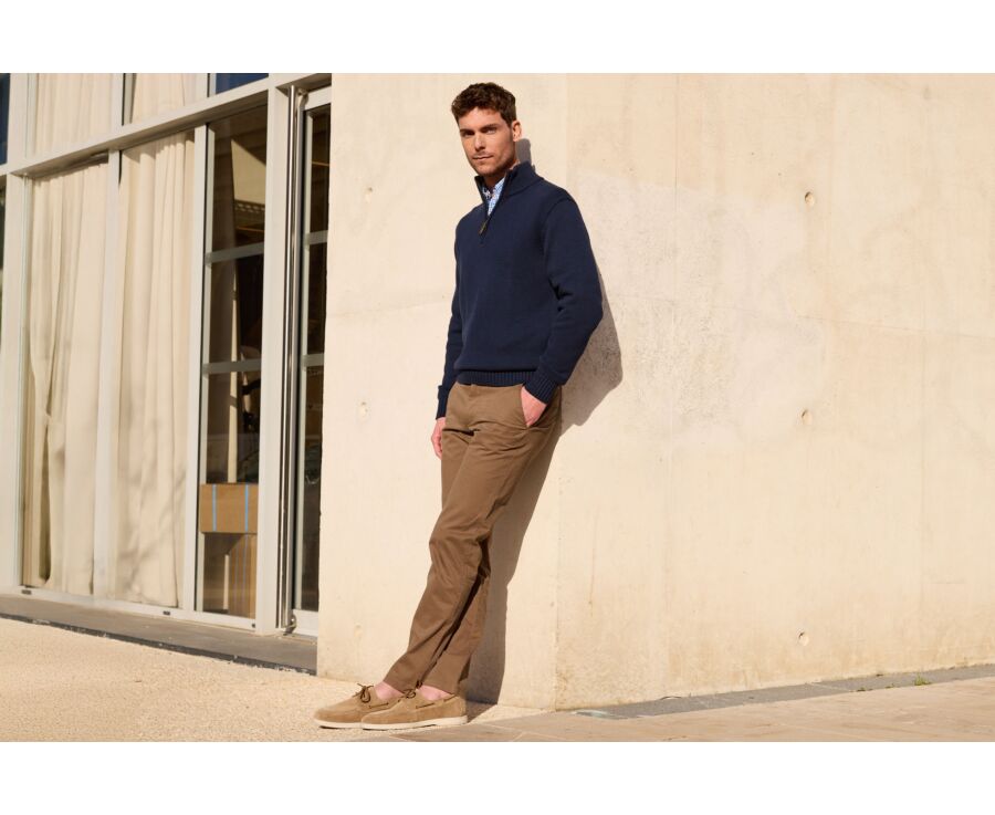 Zip-neck jumper - Navy - VALDRIK
