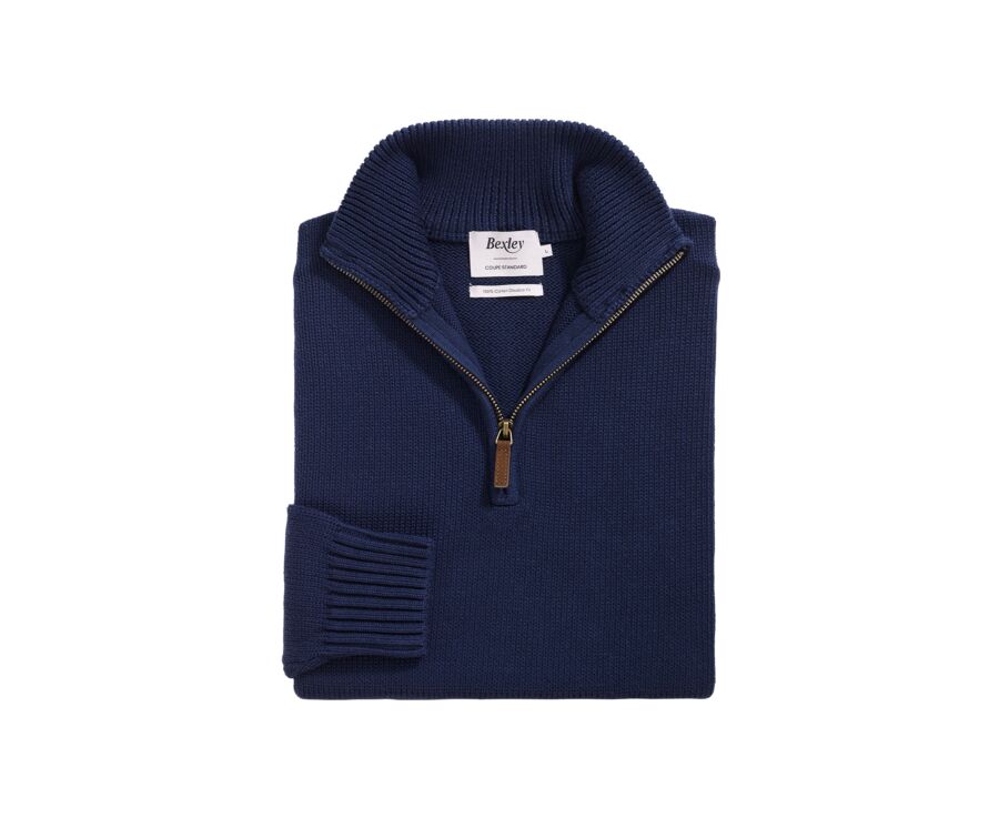 Zip-neck jumper - Navy - VALDRIK