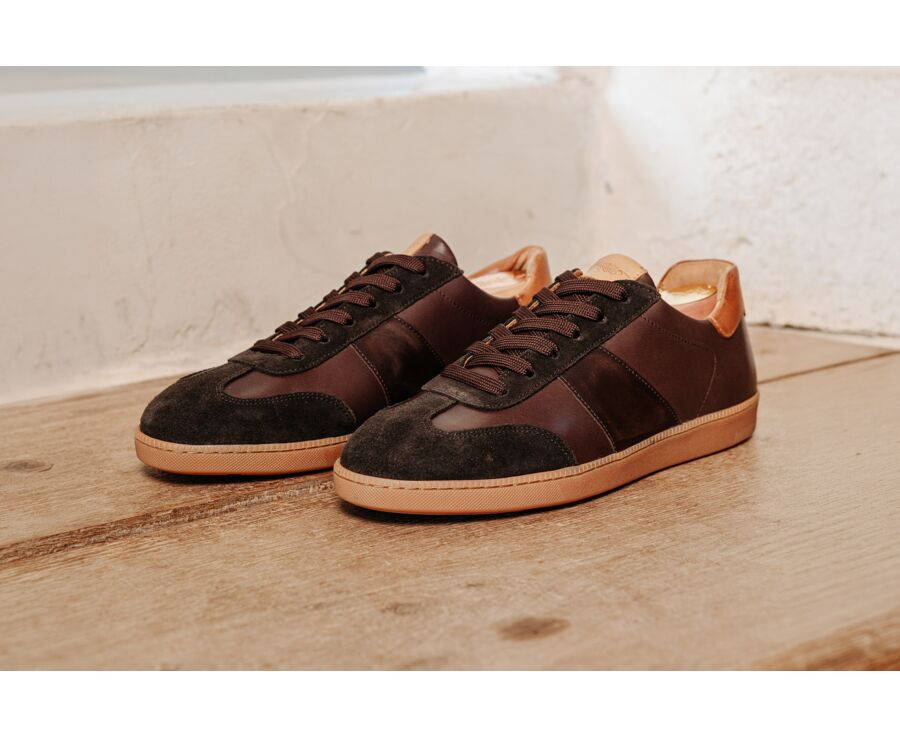 Men's two-tone leather and suede sneaker - MOLKA