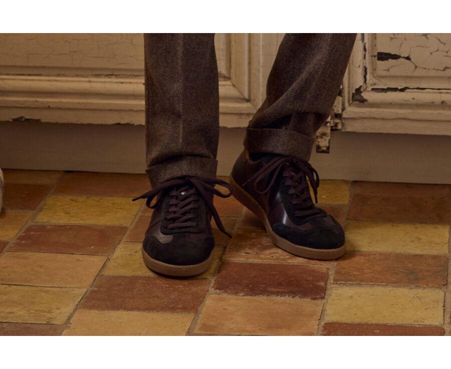 Men's two-tone leather and suede sneaker - MOLKA