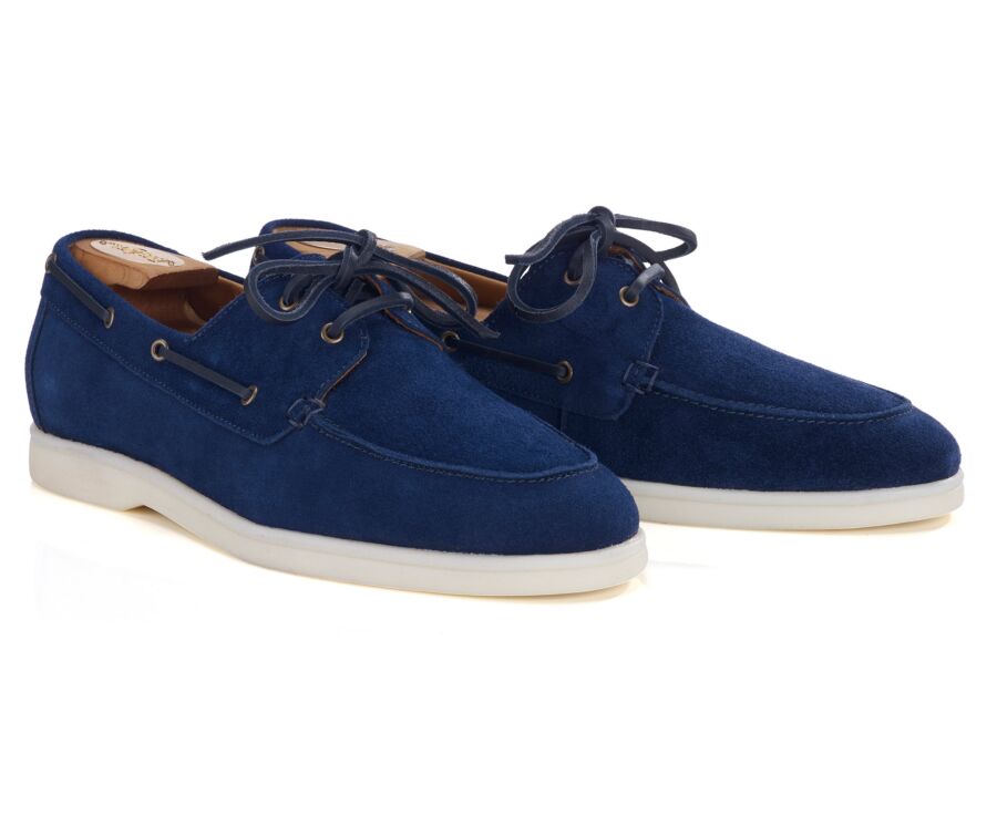 Navy Suede Boat Shoes - MOCKINYA