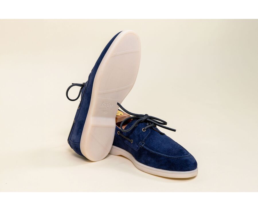 Navy Suede Boat Shoes - MOCKINYA