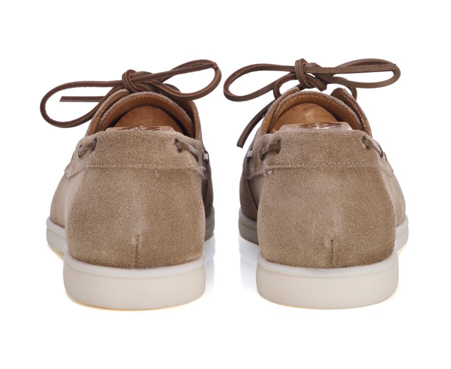 Dark Beige Suede Boat Shoes - MOCKINYA