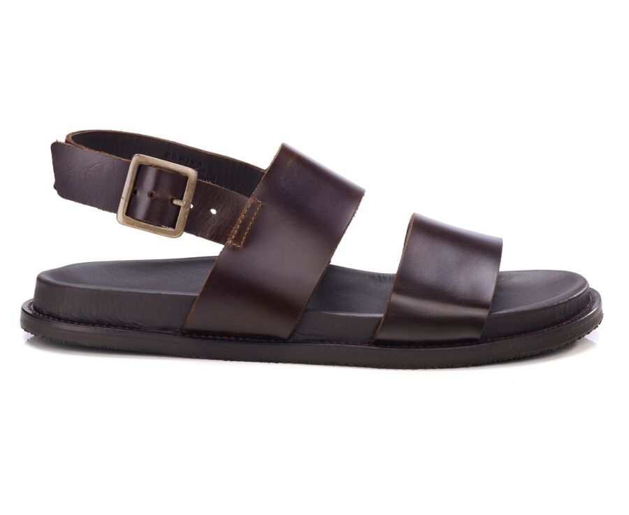 Chocolate leather flat sandal - KANIVA