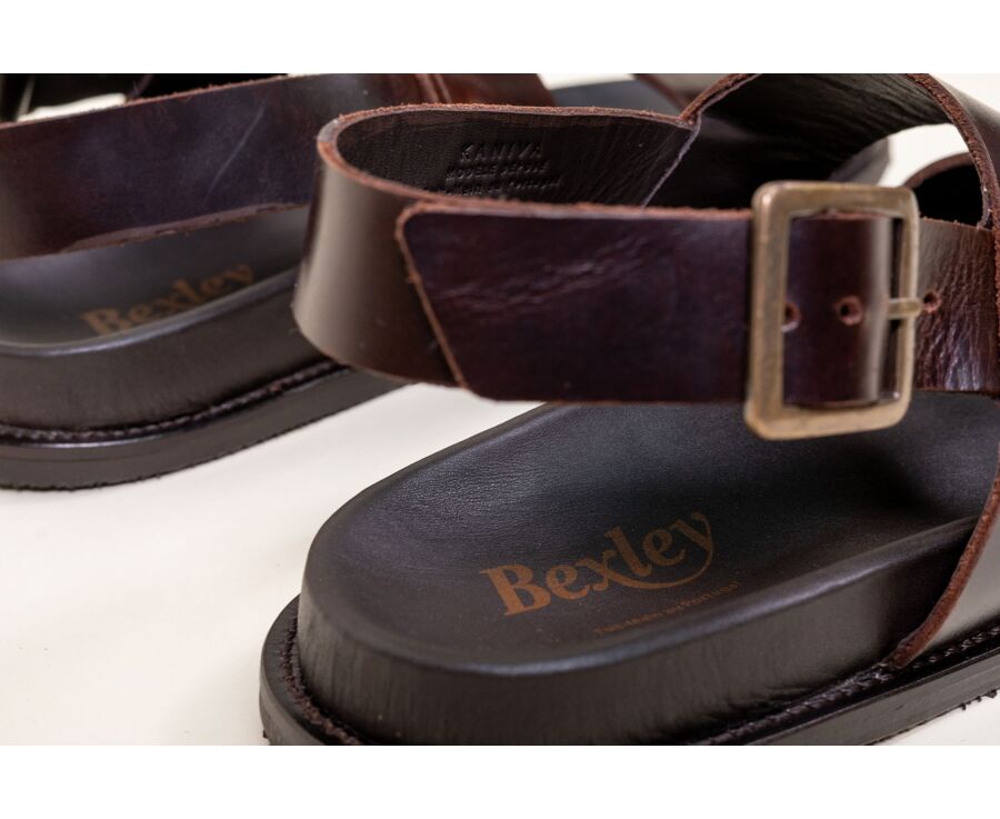 Chocolate leather flat sandal - KANIVA