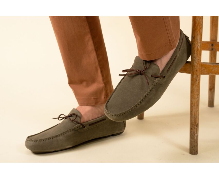 Men’s Sage Green Suede Loafers - FLAGAMI II