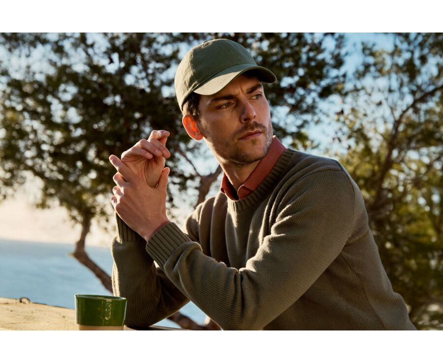 Men's Sage Green Linen baseball cap - BRADWELL II