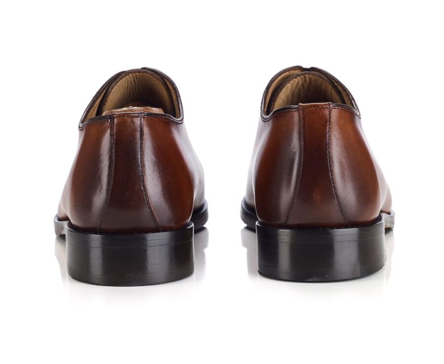 Men’s cognac hand-patinated calf leather Oxford shoes - BARTER PATIN