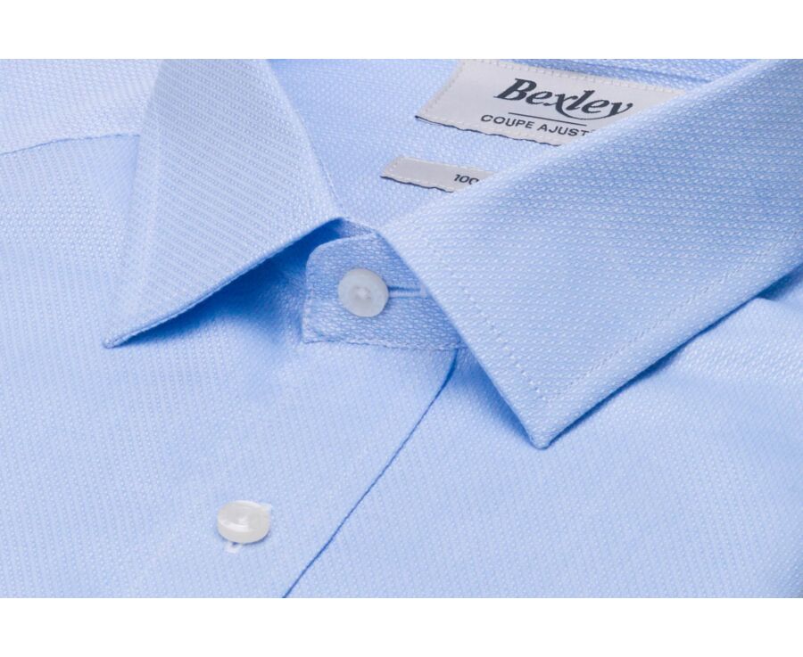 Men's plain light blue poplin shirt - JAUREL