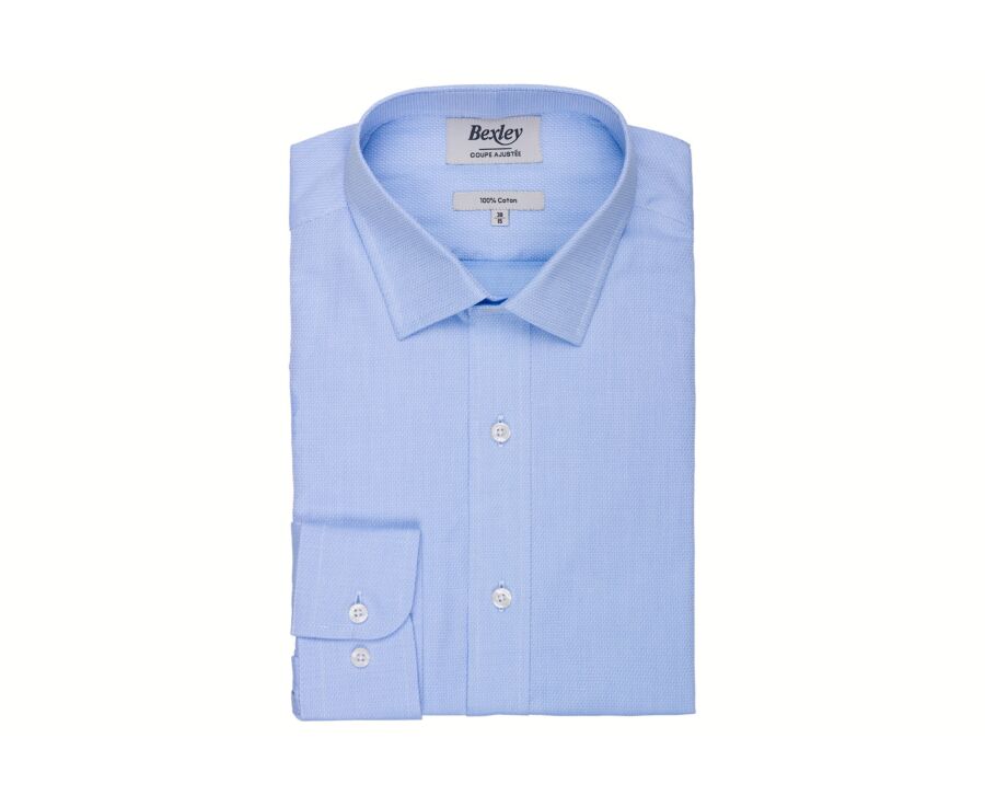 Men's plain light blue poplin shirt - JAUREL