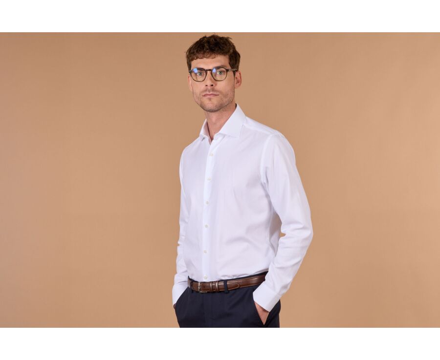 Men's white textured dobby shirt - BIAGIO