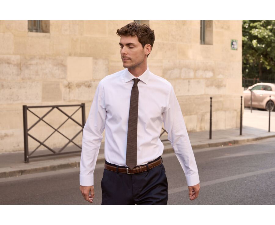Men's white textured dobby shirt - BIAGIO