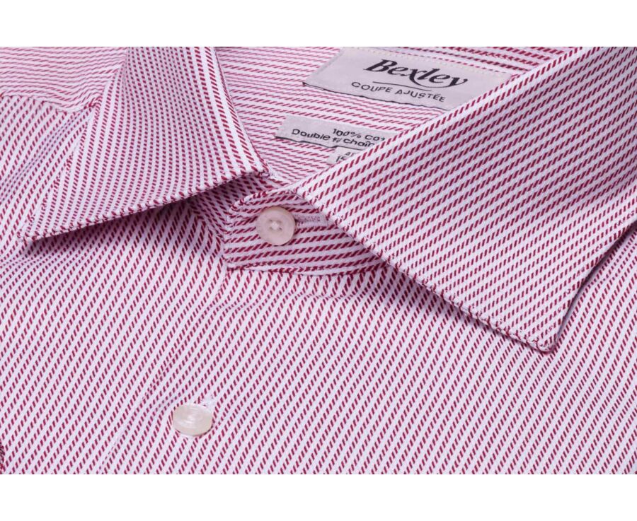 Men's striped burgundy twill shirt - DINO