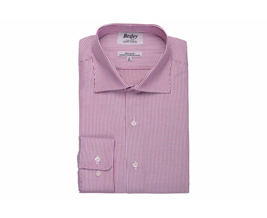 Men's striped burgundy twill shirt - DINO