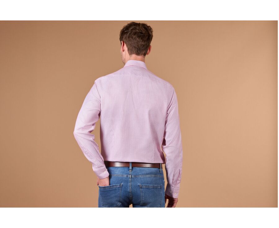 Men's striped burgundy twill shirt - DINO