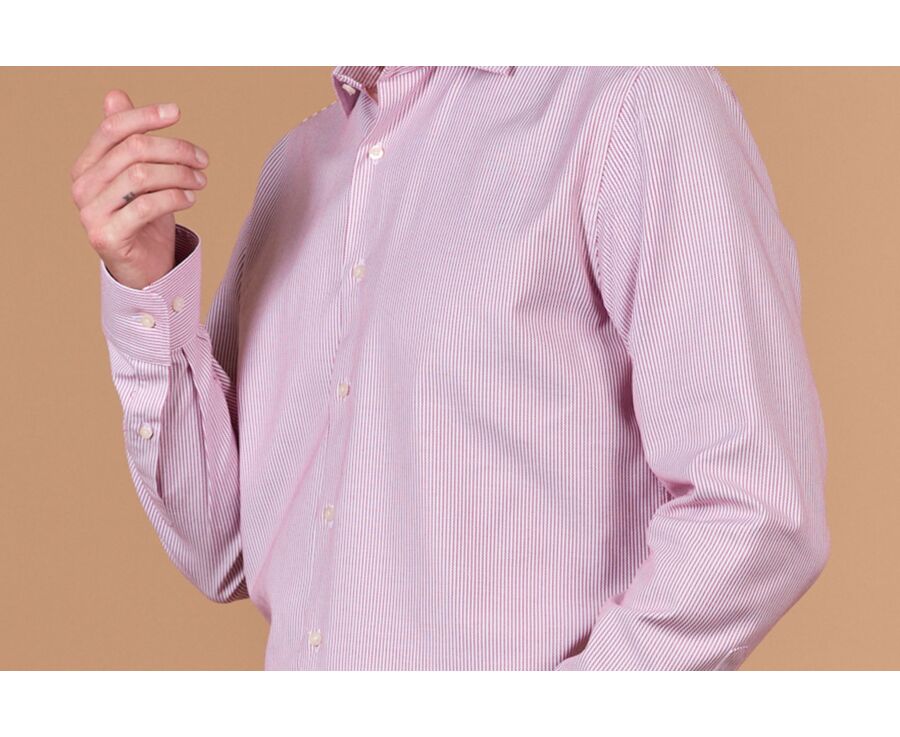 Men's striped burgundy twill shirt - DINO