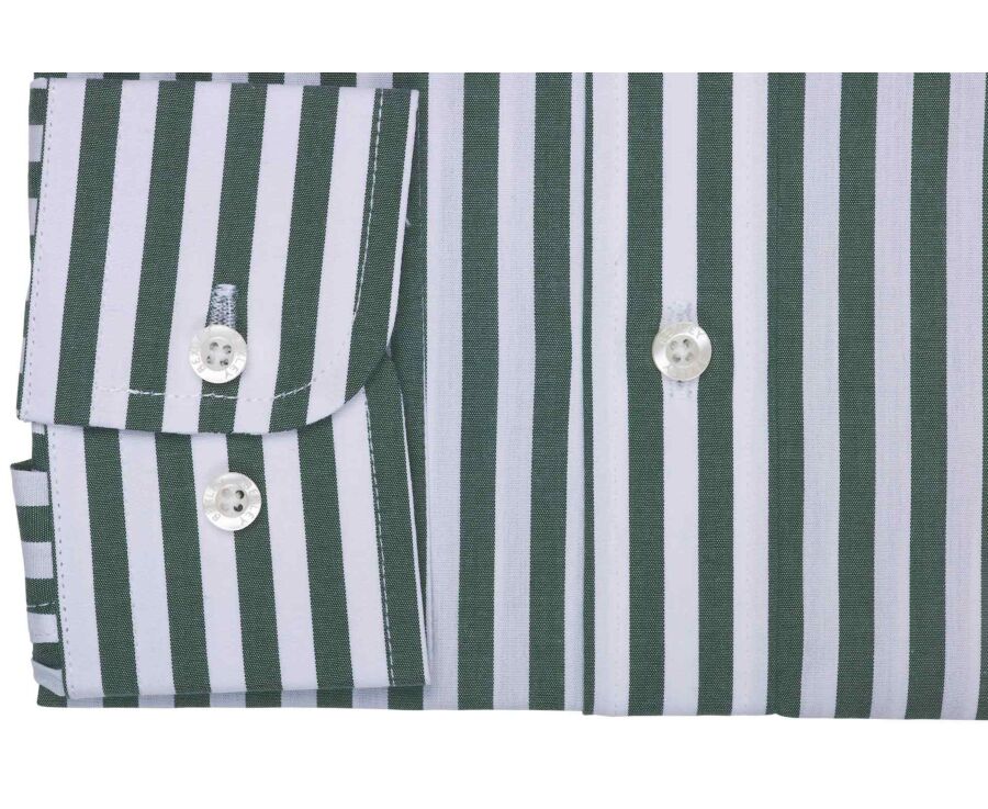 Men's white and green striped shirt - MATHURIN II