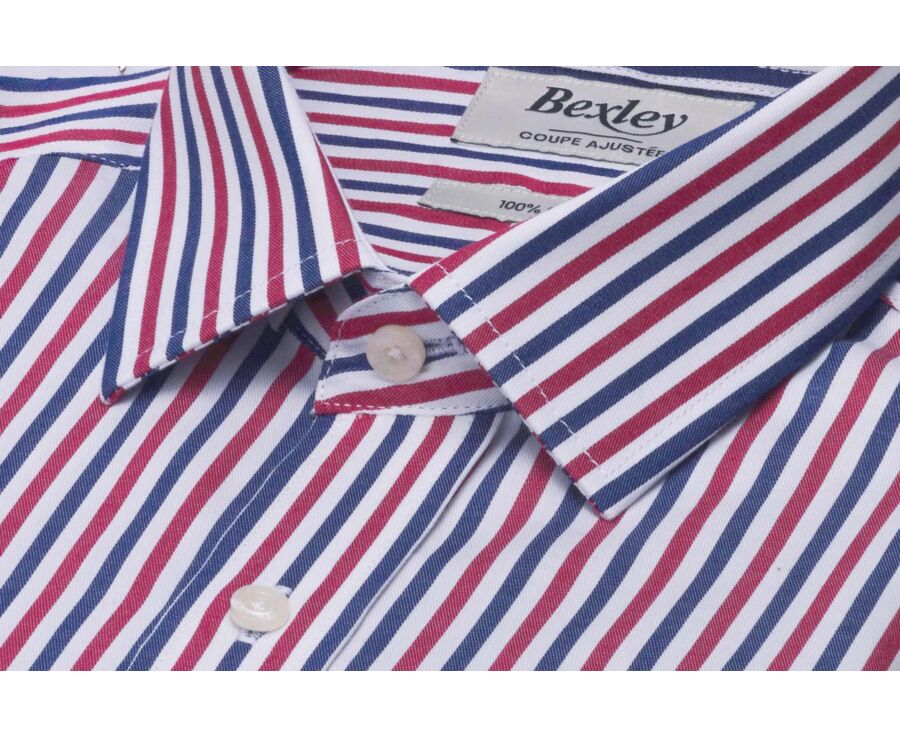 Men's red and blue striped shirt - MÉRILDE