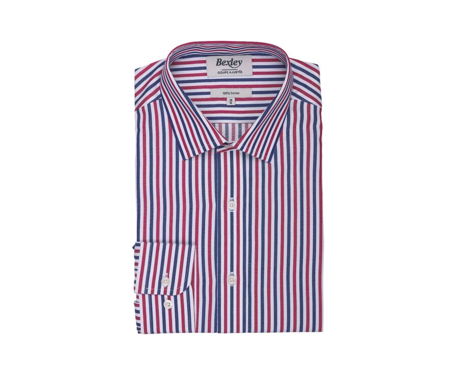 Men's red and blue striped shirt - MÉRILDE