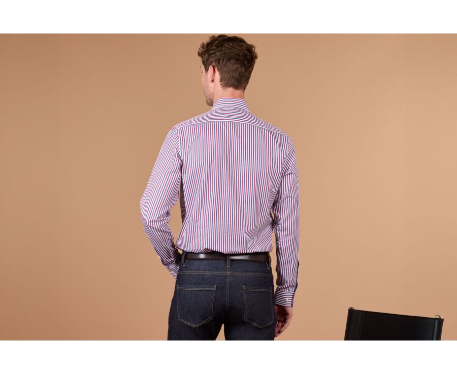 Men's red and blue striped shirt - MÉRILDE