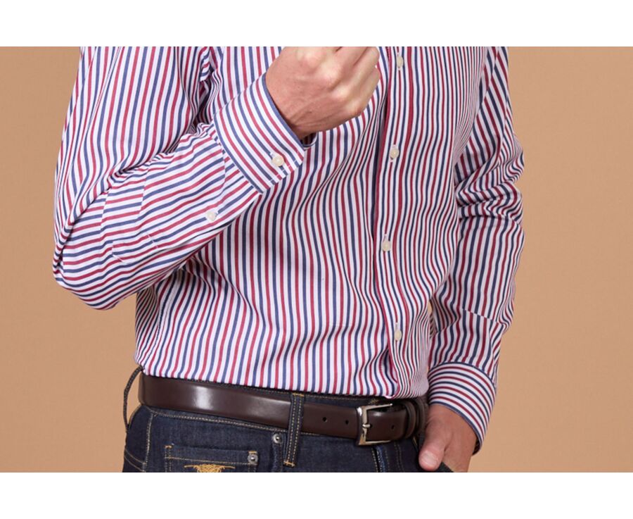 Men's red and blue striped shirt - MÉRILDE