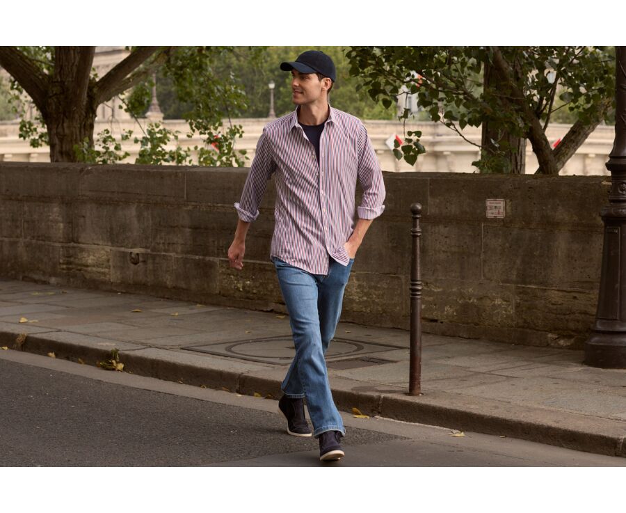 Men's red and blue striped shirt - MÉRILDE