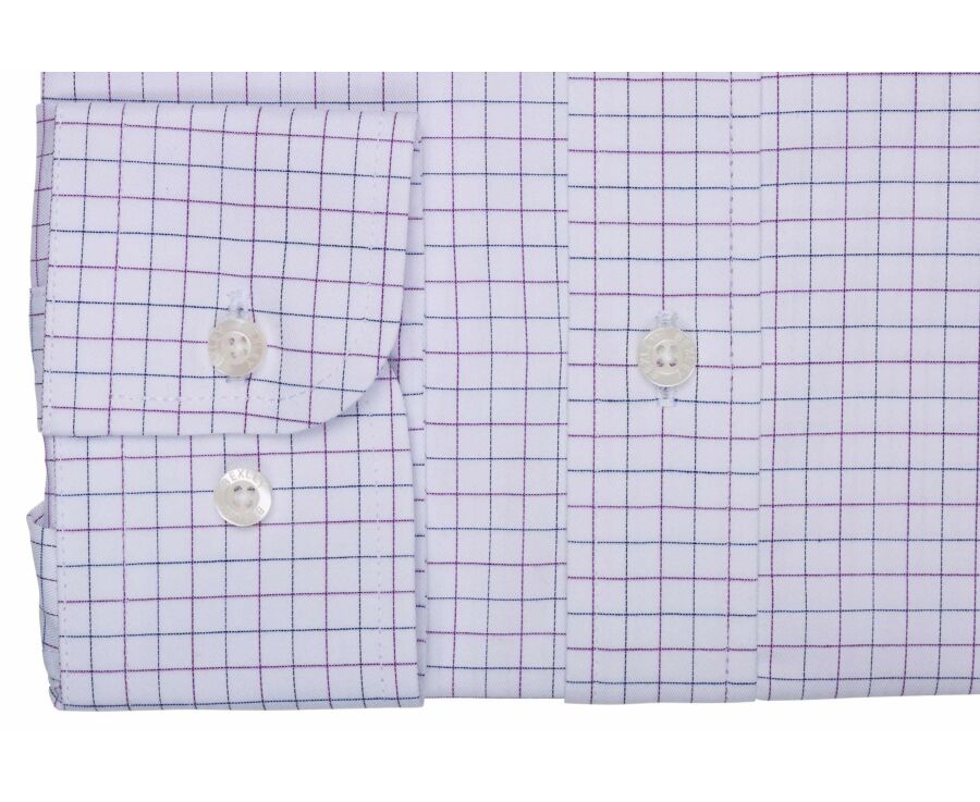 Men's navy and purple checked shirt - JÉRÉMIEN