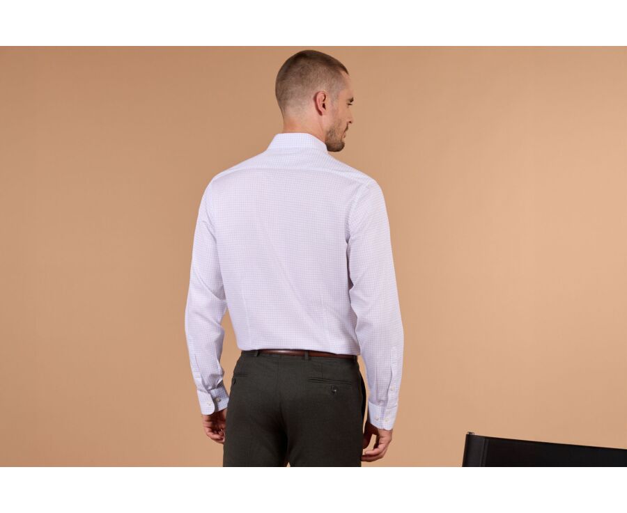 Men's navy and purple checked shirt - JÉRÉMIEN