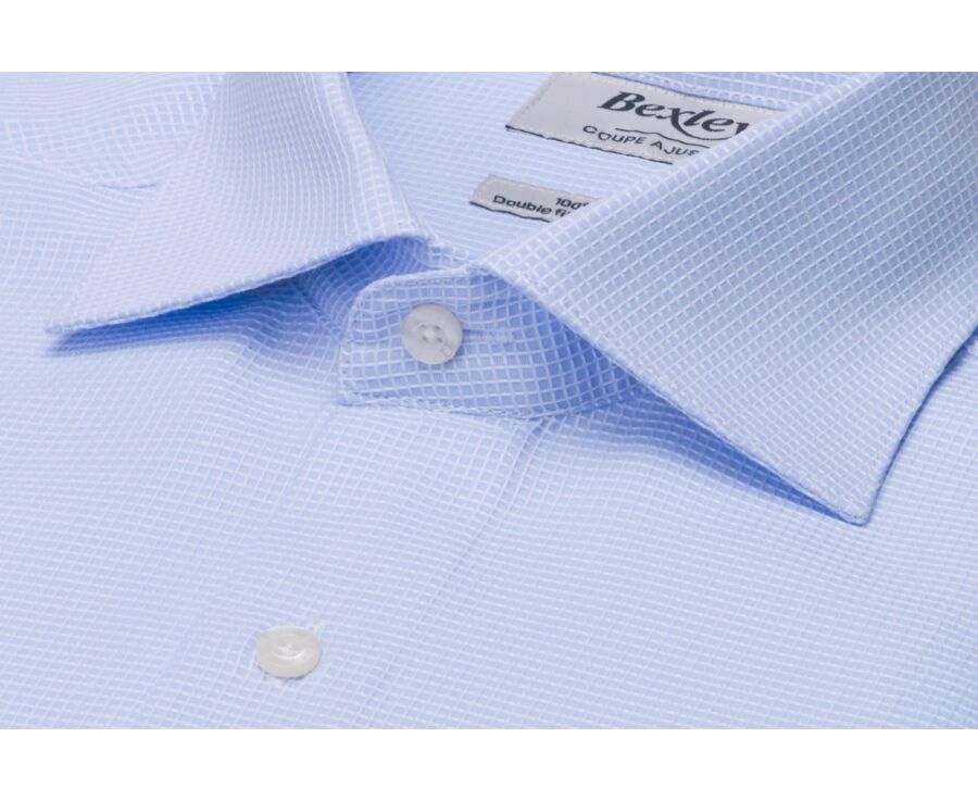 Men's light blue micro-pattern shirt - ALBINO