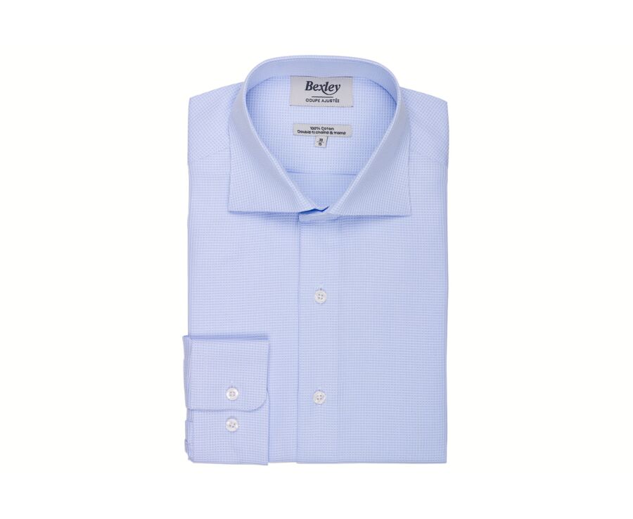 Men's light blue micro-pattern shirt - ALBINO