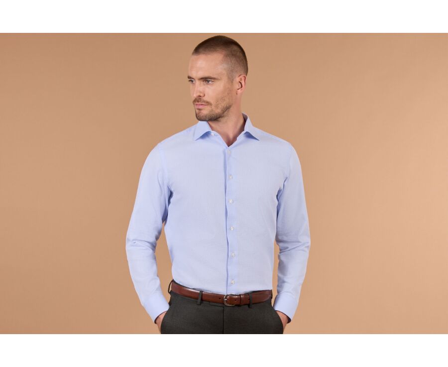 Men's light blue micro-pattern shirt - ALBINO