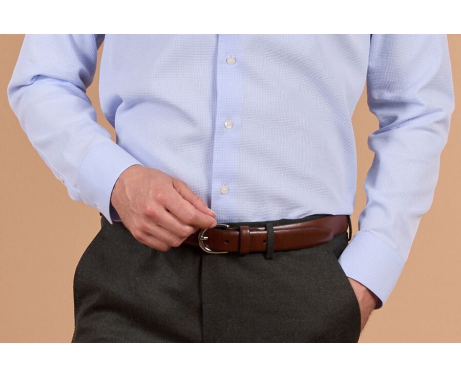 Men's light blue micro-pattern shirt - ALBINO