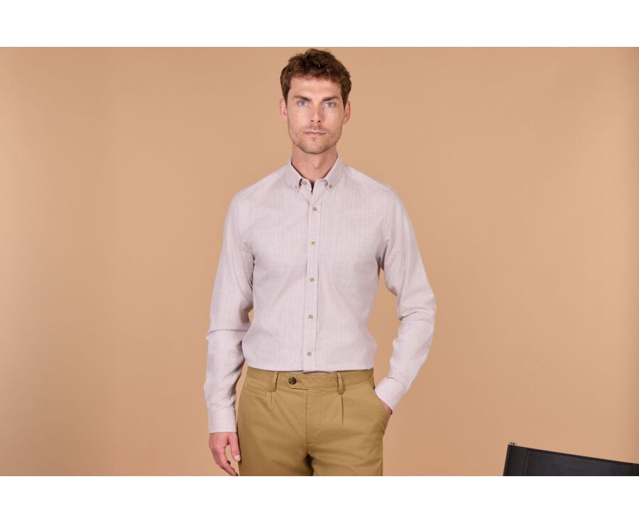 Men's light beige flannel shirt - ROD