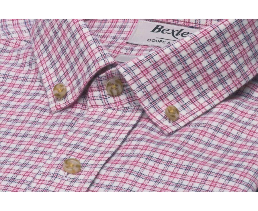 Men's checked ecru and red flannel shirt - WILLON