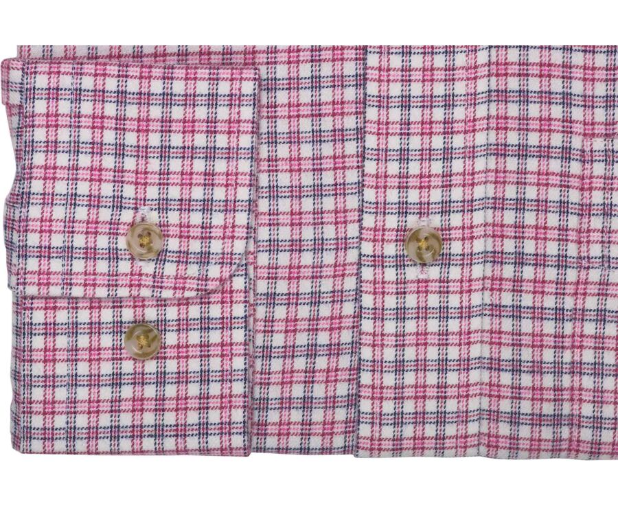 Men's checked ecru and red flannel shirt - WILLON
