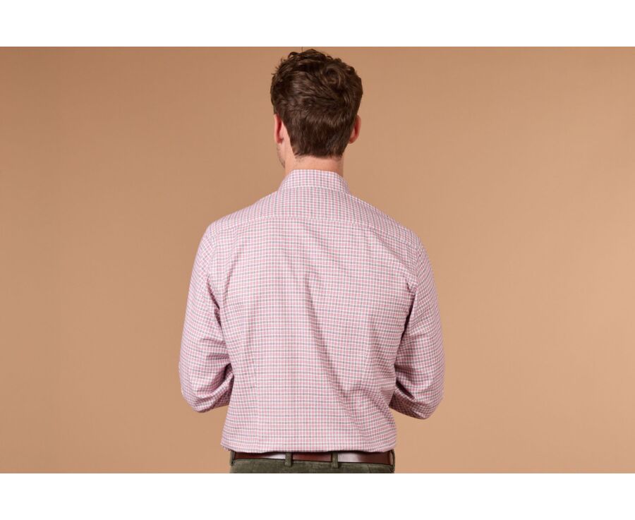 Men's checked ecru and red flannel shirt - WILLON