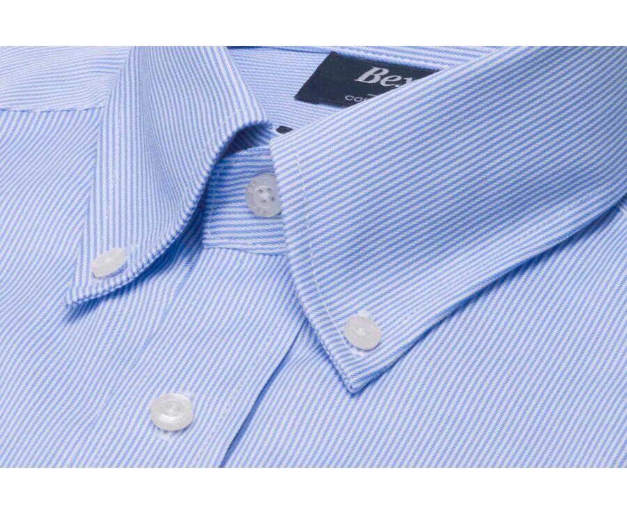 Men's light blue striped twill shirt - DWIGHT