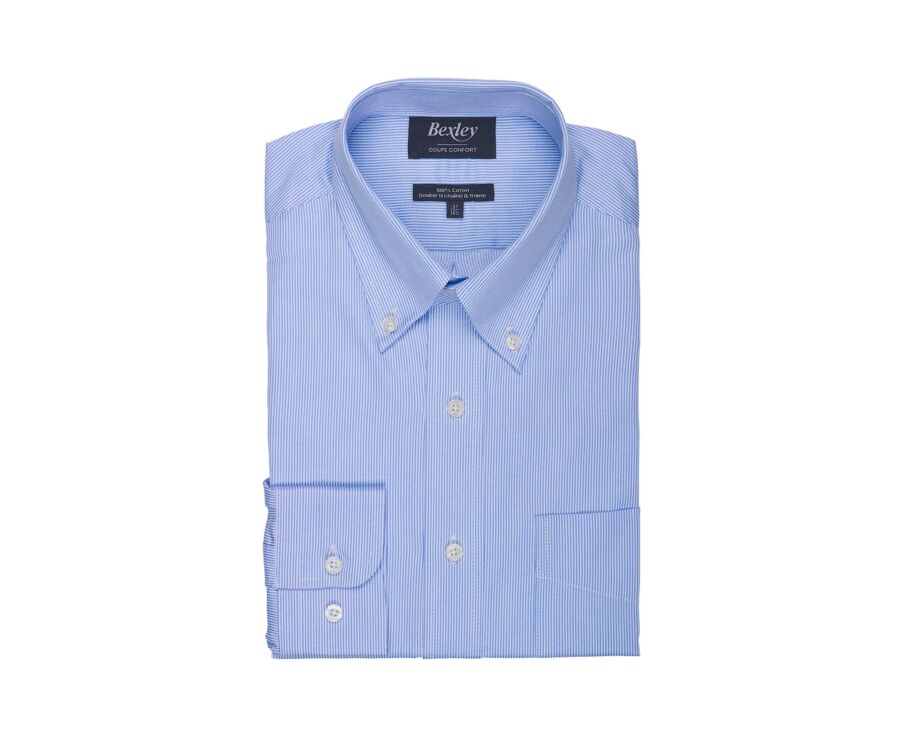 Men's light blue striped twill shirt - DWIGHT