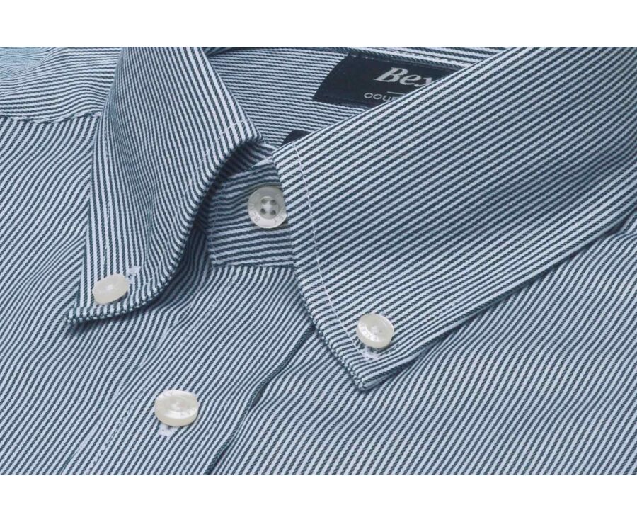 Men's green striped twill shirt - DWIGHT