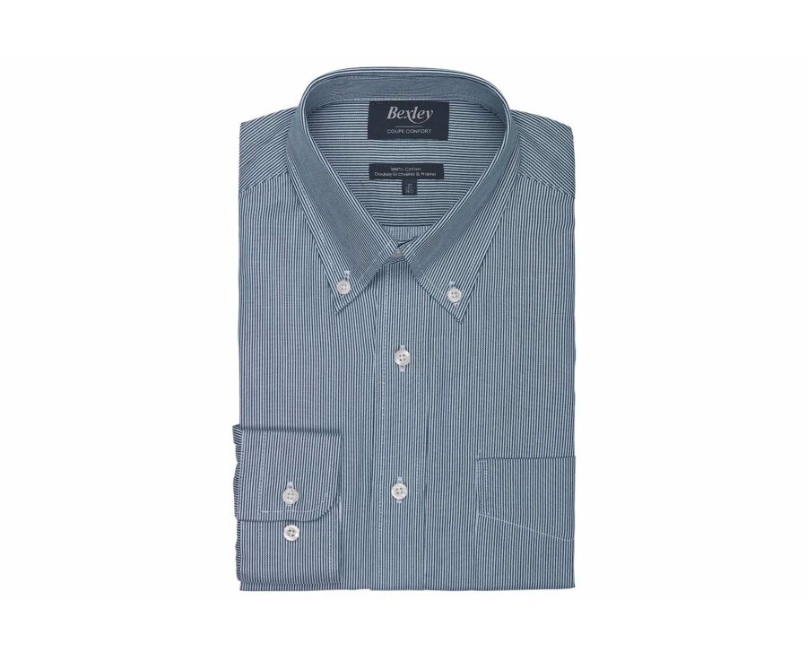 Men's green striped twill shirt - DWIGHT